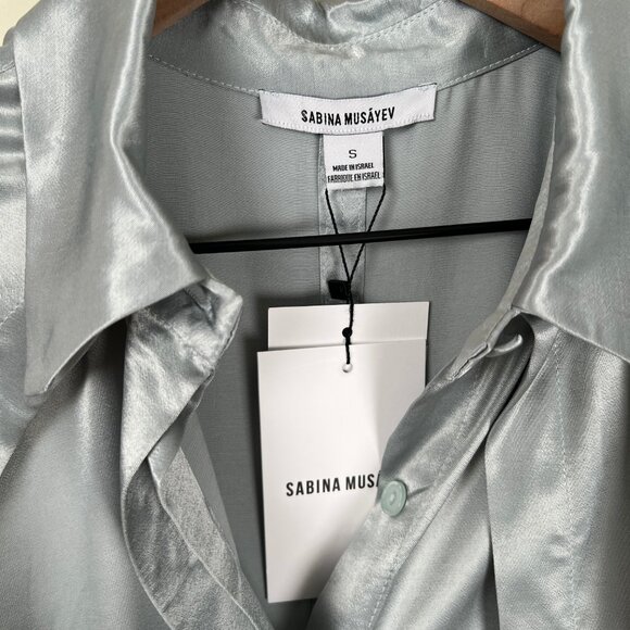 New Sabina Musayev Marella Midi Maxi Dress Trench Coat Belted Silky Cape Fantasy - Picture 10 of 15